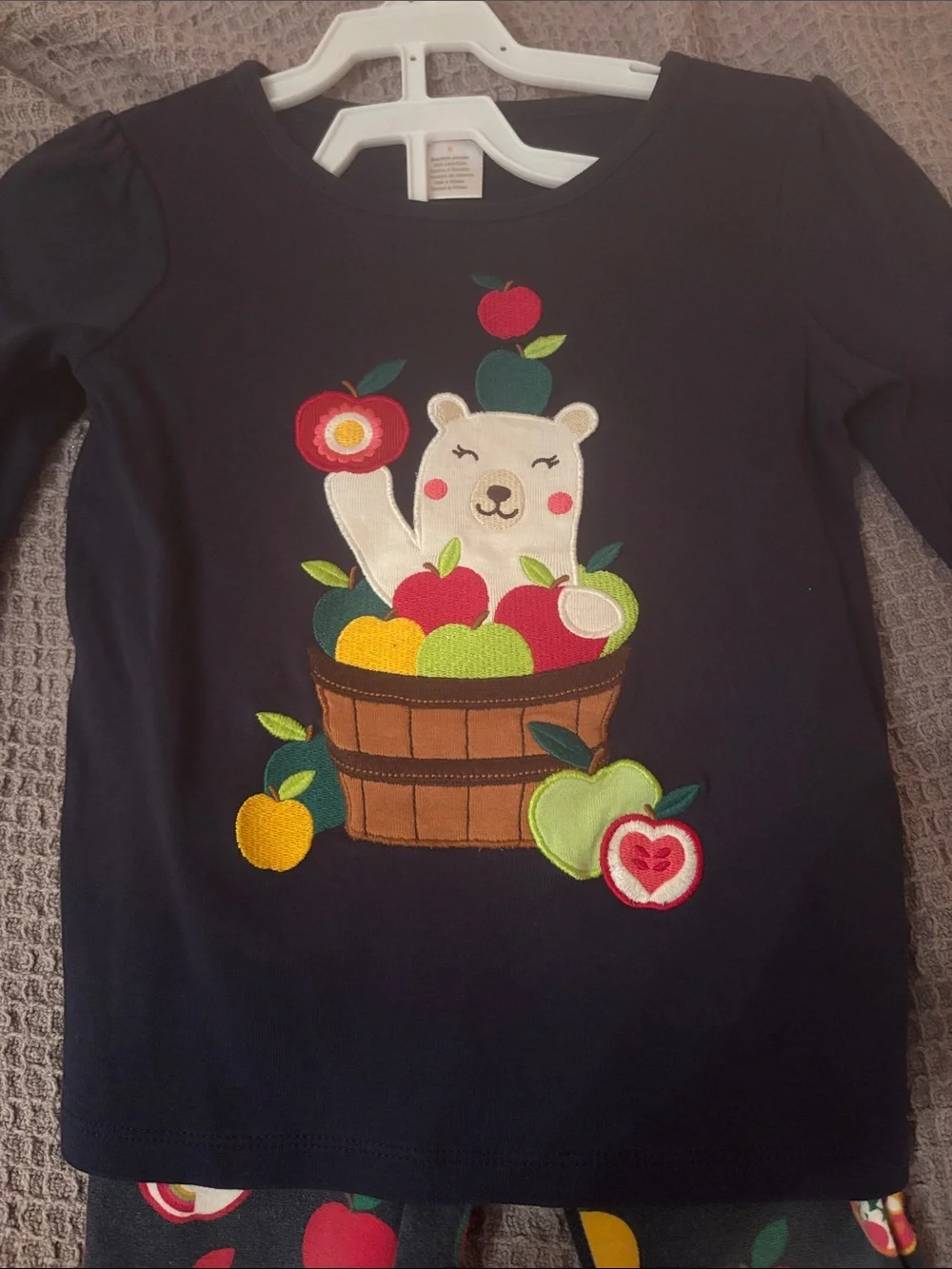 Gymboree Navy Shirt and Pant Set with Bear & Apple Print